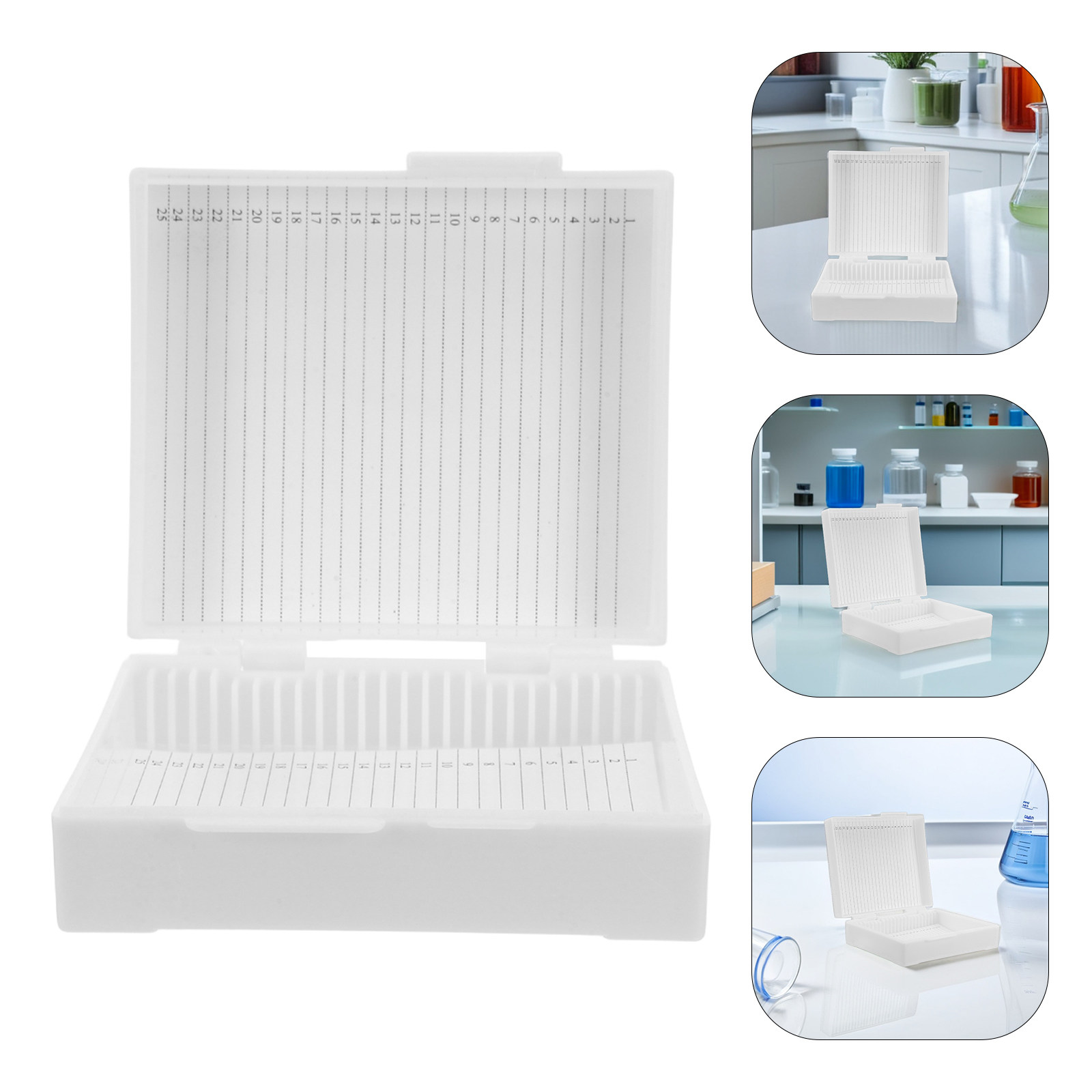Pathology Slide Storage - 25-Slot Reusable Laboratory Slide Storage Box