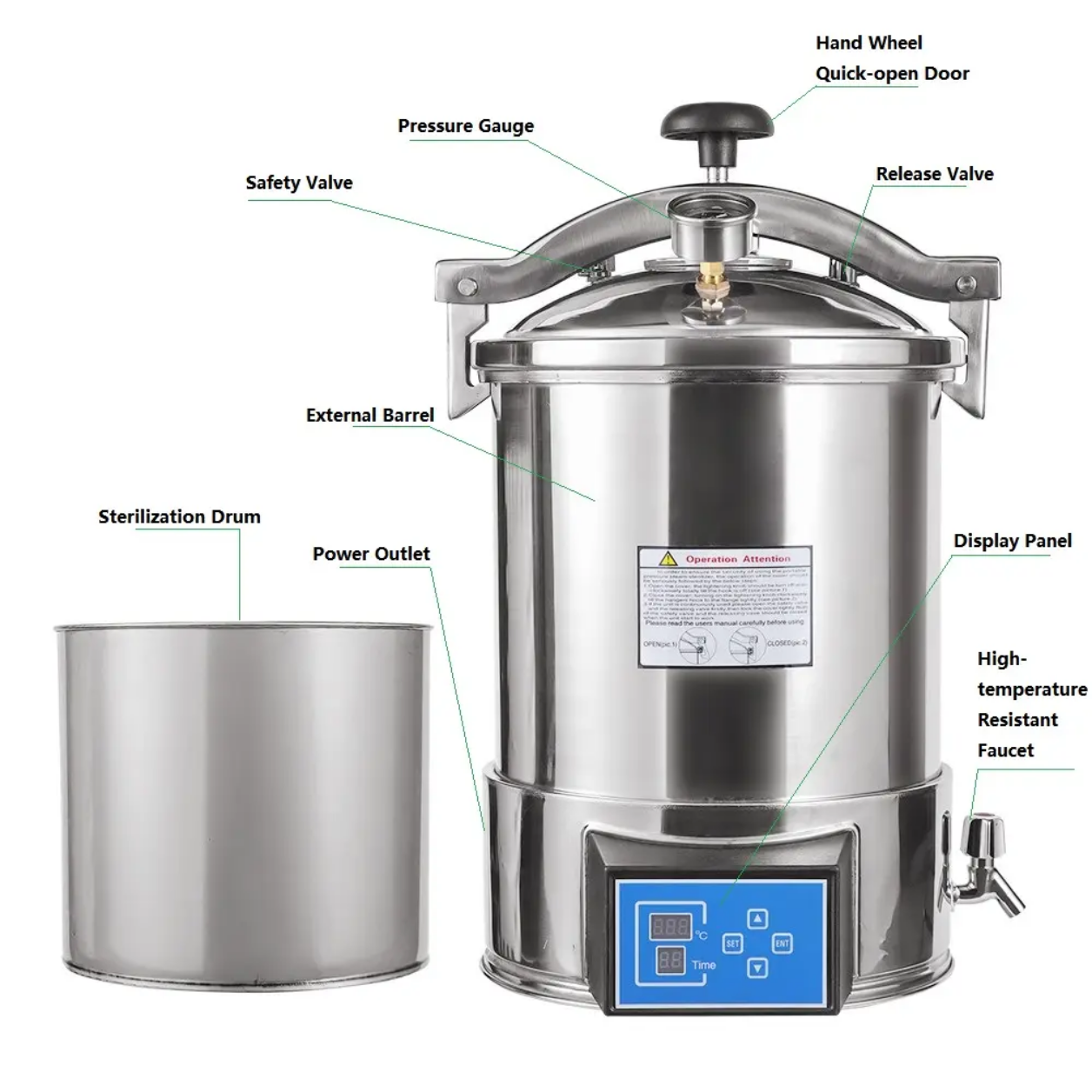 24L Portable Autoclave with Di - Medical Lab Furniture reseña y precio